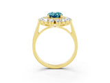 Yellow gold Oval Cut Blue Topaz Floral Double Halo Engagement Ring with Prong Setting_63