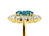 Yellow gold Oval Cut Blue Topaz Floral Double Halo Engagement Ring with Prong Setting_65