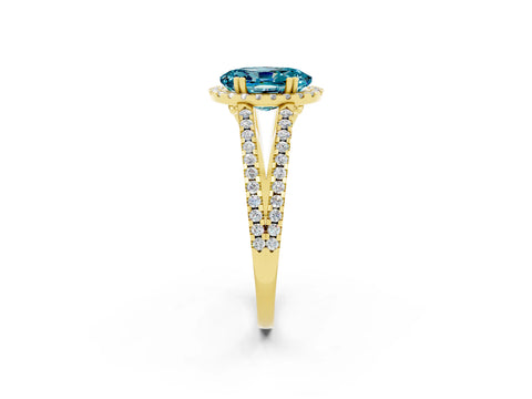 Yellow gold Oval Cut Blue Topaz Halo Split Shank Engagement Ring_14