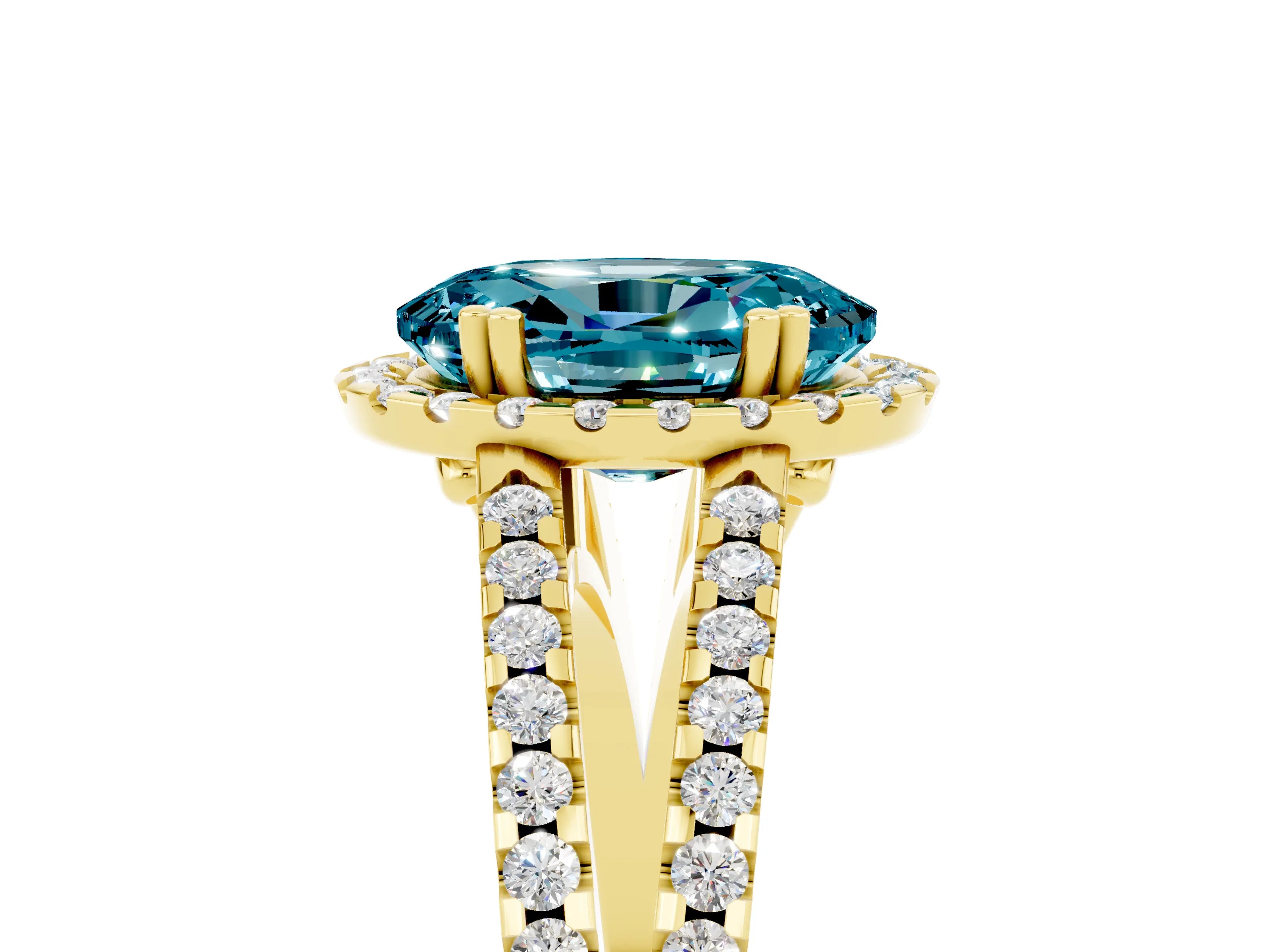 Yellow gold Oval Cut Blue Topaz Halo Split Shank Engagement Ring_17