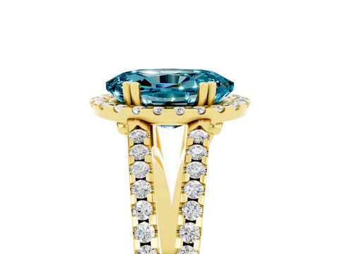 Yellow gold Oval Cut Blue Topaz Halo Split Shank Engagement Ring_17