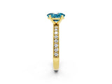 Yellow gold Oval Cut Blue Topaz Milgrain Pavé Engagement Ring with Four-Prong Setting_14