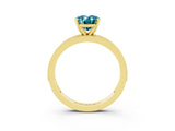 Yellow gold Oval Cut Blue Topaz Milgrain Pavé Engagement Ring with Four-Prong Setting_15