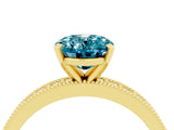 Yellow gold Oval Cut Blue Topaz Milgrain Pavé Engagement Ring with Four-Prong Setting_16