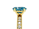 Yellow gold Oval Cut Blue Topaz Milgrain Pavé Engagement Ring with Four-Prong Setting_17