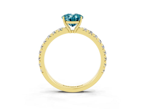 Yellow gold Oval Cut Blue Topaz Pavé Solitaire Engagement Ring with Four-Prong Setting_15