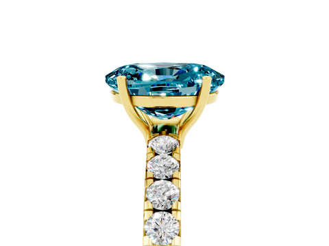 Yellow gold Oval Cut Blue Topaz Pavé Solitaire Engagement Ring with Four-Prong Setting_17