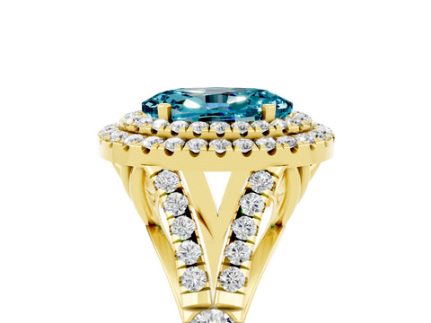 Yellow gold Oval Cut Blue Topaz Pavé Split Shank Double Halo Engagement Ring_5