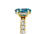 Yellow gold Oval Cut Blue Topaz Pave Band Solitaire Ring with Four-Prong Setting_41