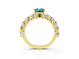 Yellow gold Oval Cut Blue Topaz Prong Setting with Side Stones on a Pave Band_3