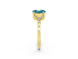 Yellow gold Oval Cut Blue Topaz Ring with Side Stones and Four-Prong Setting_74