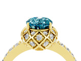 Yellow gold Oval Cut Blue Topaz Scalloped Halo Engagement Ring with Round Shared Prong Band_16