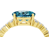 Yellow gold Oval Cut Blue Topaz Scattered Round Accent Ring with Prong Setting_16