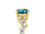Yellow gold Oval Cut Blue Topaz Scattered Round Accent Ring with Prong Setting_17