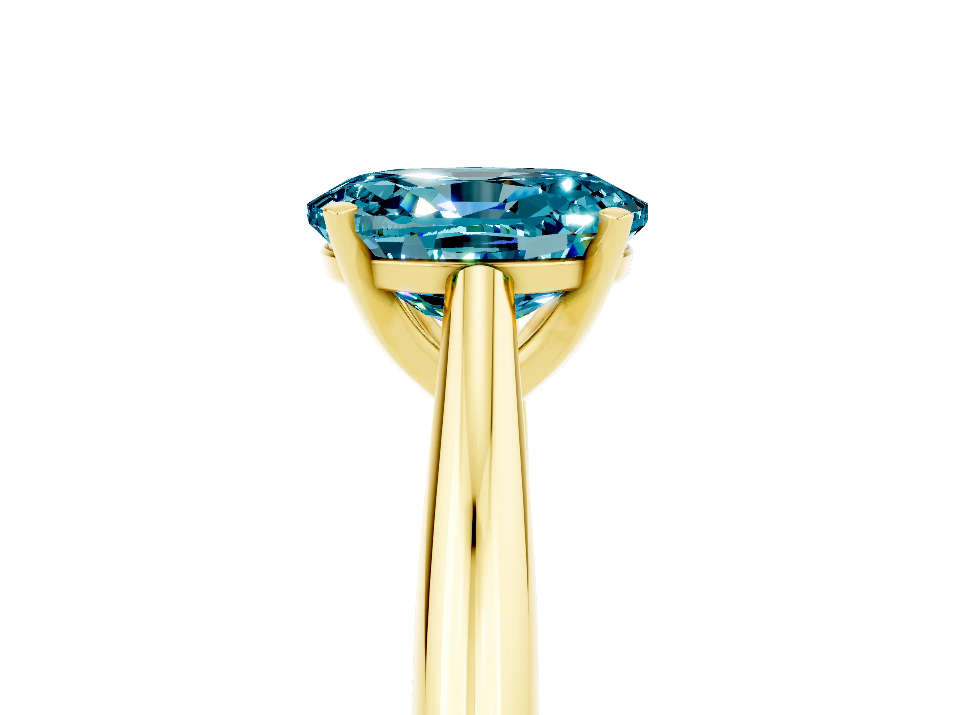 Yellow gold Oval Cut Blue Topaz Solitaire Engagement Ring with Cathedral Setting and Four-Prong Mount_17