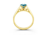 Yellow gold Oval Cut Blue Topaz Solitaire Engagement Ring with Cathedral Setting and Four-Prong Mount_21