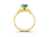 Yellow gold Oval Cut Blue Topaz Solitaire Engagement Ring with Cathedral Setting and Four-Prong Mount_27