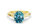 Yellow gold Oval Cut Blue Topaz Solitaire Engagement Ring with Cathedral Setting and Four-Prong Mount_66