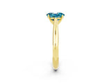 Yellow gold Oval Cut Blue Topaz Solitaire Engagement Ring with Cathedral Setting and Four-Prong Mount_68