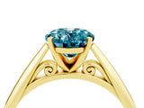 Yellow gold Oval Cut Blue Topaz Solitaire Engagement Ring with Cathedral Setting and Four-Prong Mount_70