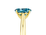 Yellow gold Oval Cut Blue Topaz Solitaire Engagement Ring with Cathedral Setting and Four-Prong Mount_71