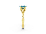 Yellow gold Oval Cut Blue Topaz Solitaire Engagement Ring with Celtic Knot Band and Four-Prong Setting_2