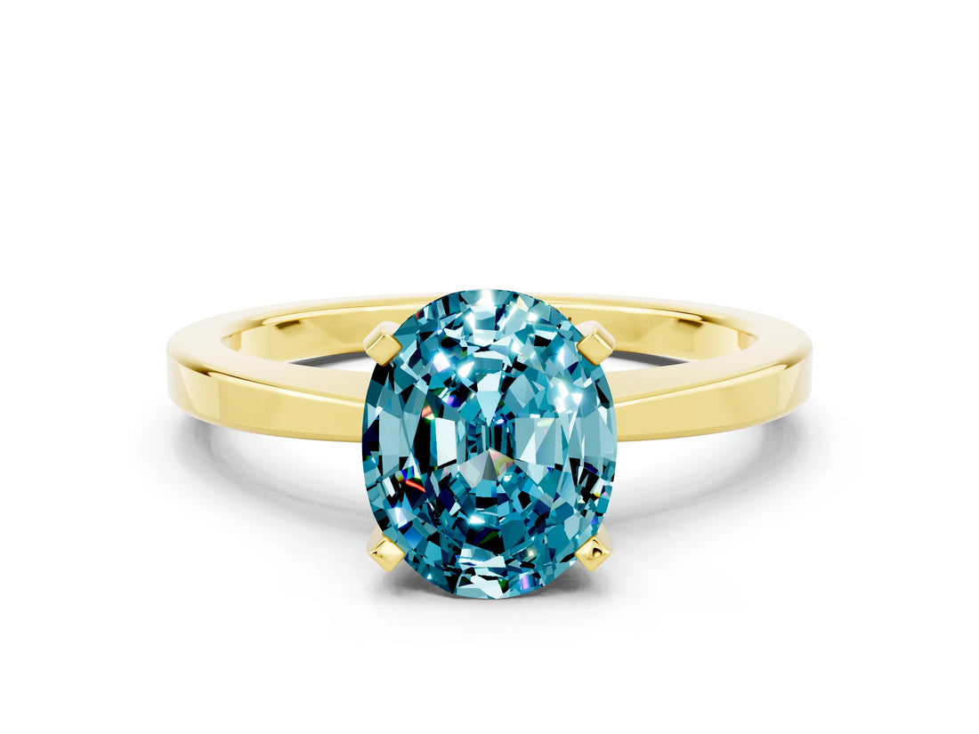 Yellow gold Oval Cut Blue Topaz Solitaire Engagement Ring with Classic Band and Four-Prong Setting_36