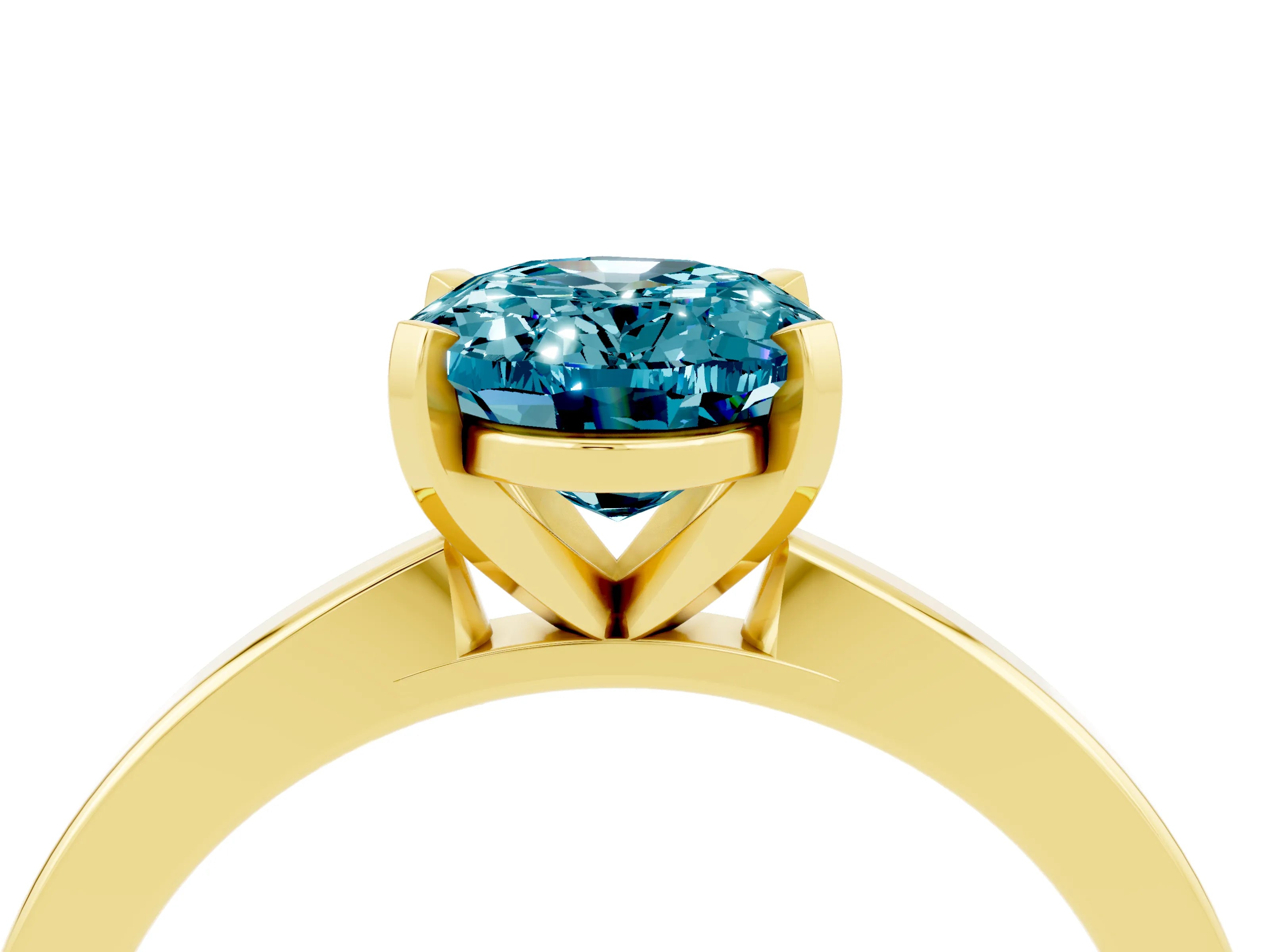 Yellow gold Oval Cut Blue Topaz Solitaire Engagement Ring with Classic Band and Four-Prong Setting_40