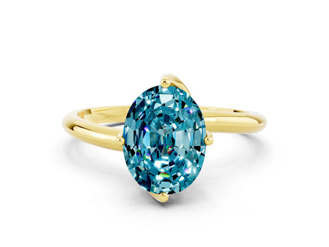 Yellow gold Oval Cut Blue Topaz Solitaire Engagement Ring with Four-Prong Setting and Classic Band_12