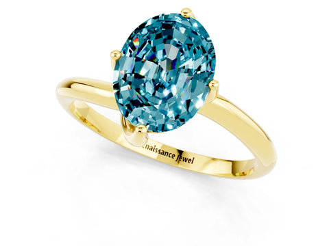Yellow gold Oval Cut Blue Topaz Solitaire Engagement Ring with Four-Prong Setting and Classic Band_13