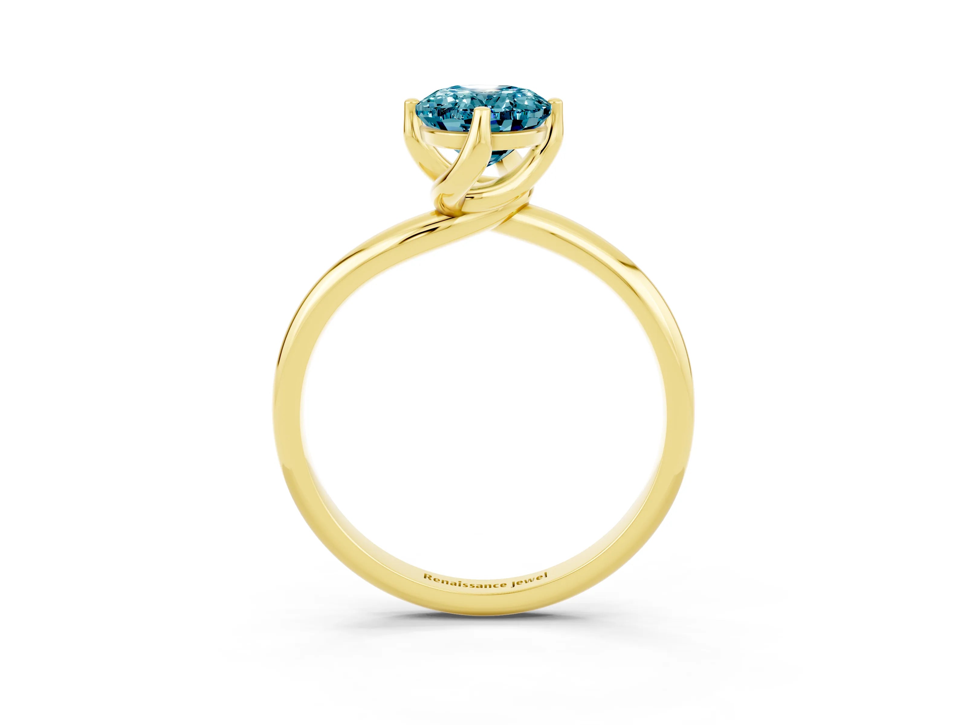 Yellow gold Oval Cut Blue Topaz Solitaire Engagement Ring with Four-Prong Setting and Classic Band_15
