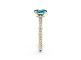 Yellow gold Oval Cut Blue Topaz Solitaire Engagement Ring with Pavé Band and Four-Prong Setting_14