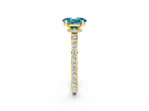 Yellow gold Oval Cut Blue Topaz Solitaire Engagement Ring with Pavé Band and Four-Prong Setting_14