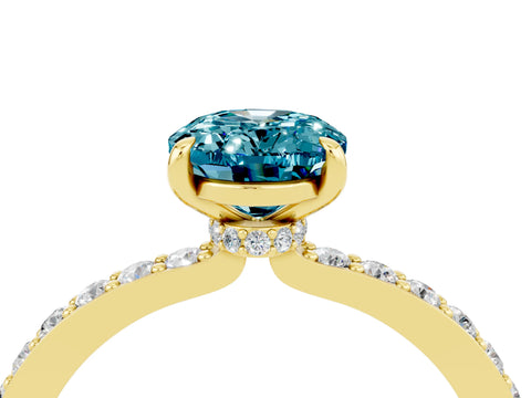 Yellow gold Oval Cut Blue Topaz Solitaire Engagement Ring with Pavé Band and Four-Prong Setting_16