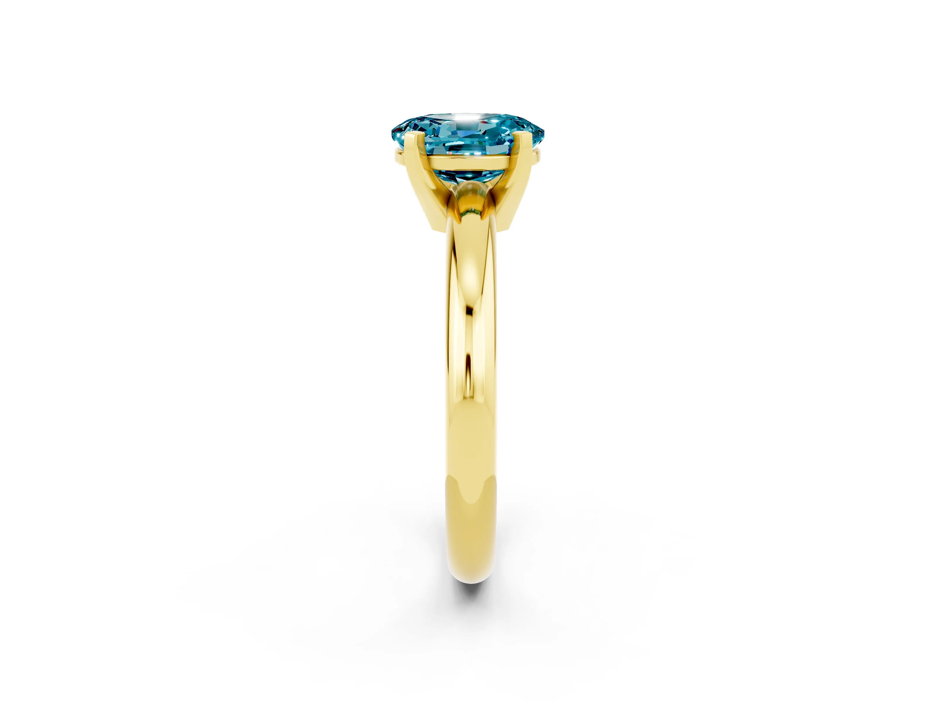 Yellow gold Oval Cut Blue Topaz Solitaire Engagement Ring with Round Band and Four-Prong Setting_2