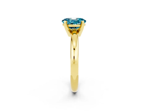 Yellow gold Oval Cut Blue Topaz Solitaire Engagement Ring with Round Band and Four-Prong Setting_2
