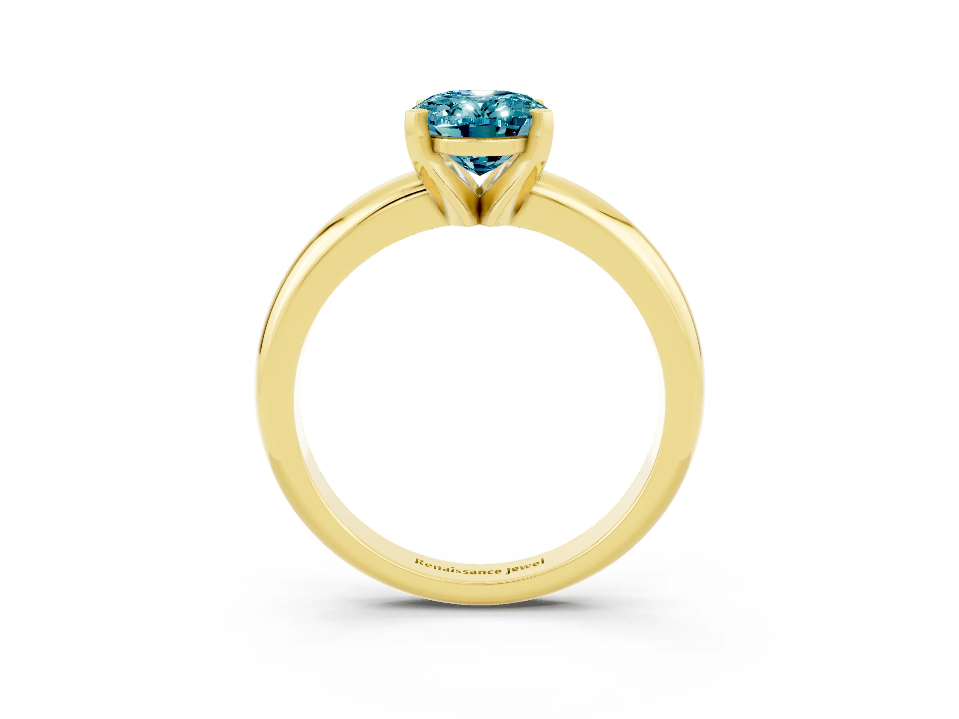 Yellow gold Oval Cut Blue Topaz Solitaire Engagement Ring with Round Band and Four-Prong Setting_3