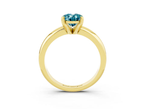 Yellow gold Oval Cut Blue Topaz Solitaire Engagement Ring with Round Band and Four-Prong Setting_3