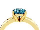 Yellow gold Oval Cut Blue Topaz Solitaire Engagement Ring with Round Band and Four-Prong Setting_4