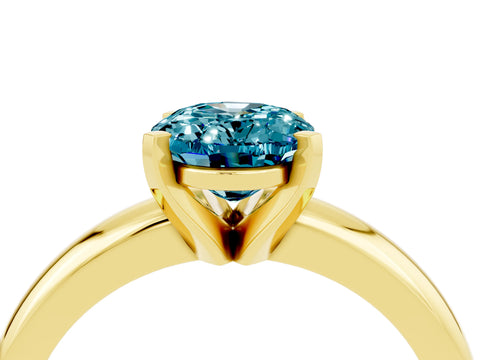 Yellow gold Oval Cut Blue Topaz Solitaire Engagement Ring with Round Band and Four-Prong Setting_4
