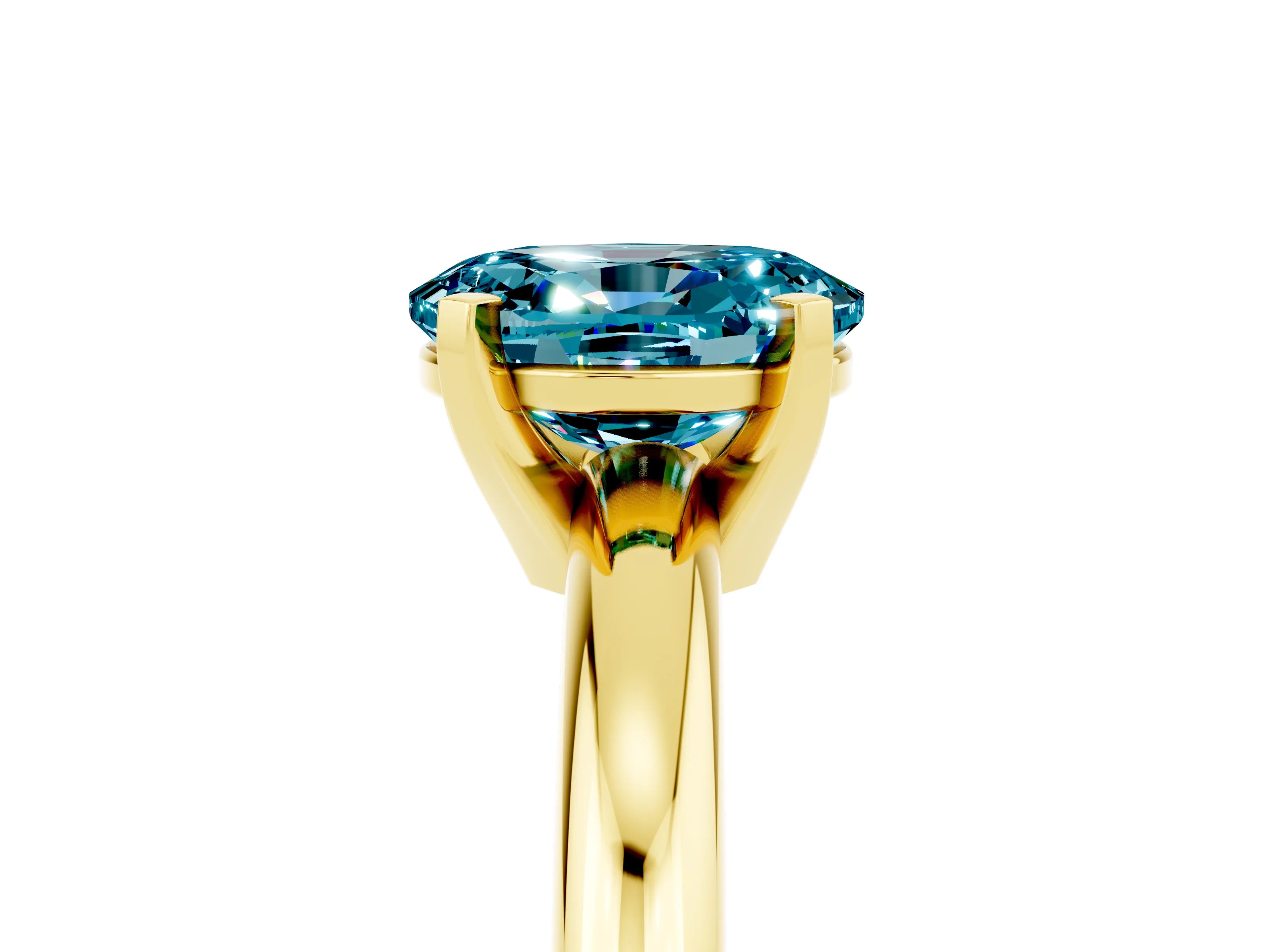 Yellow gold Oval Cut Blue Topaz Solitaire Engagement Ring with Round Band and Four-Prong Setting_5