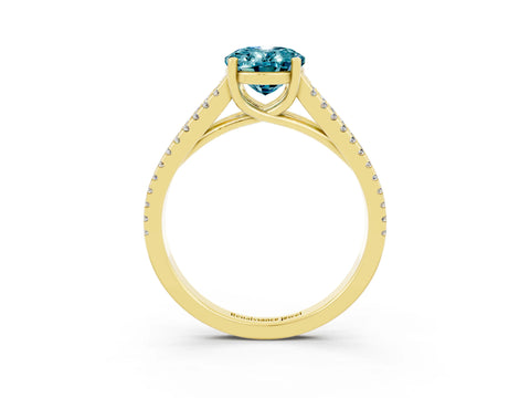Yellow gold Oval Cut Blue Topaz Solitaire Engagement Ring with Split Shank Pavé Band_3