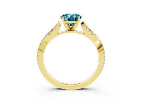 Yellow gold Oval Cut Blue Topaz Solitaire Engagement Ring with Twisted Pavé Band and Four-Prong Setting_3