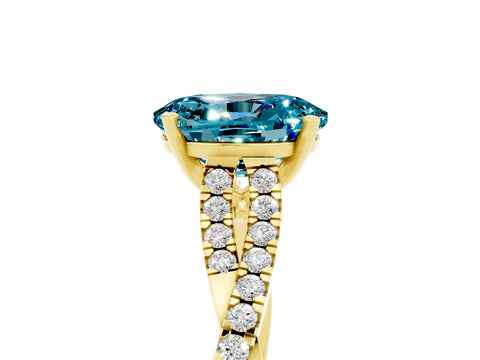 Yellow gold Oval Cut Blue Topaz Solitaire Engagement Ring with Twisted Pavé Band and Four-Prong Setting_5