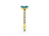Yellow gold Oval Cut Blue Topaz Solitaire Pavé Band with Four-Prong Setting_2