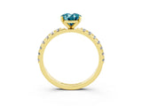 Yellow gold Oval Cut Blue Topaz Solitaire Pavé Band with Four-Prong Setting_3
