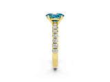 Yellow gold Oval Cut Blue Topaz Solitaire Pavé Engagement Ring with Round Band and Prong Setting_14
