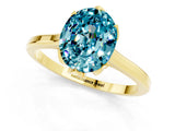 Yellow gold Oval Cut Blue Topaz Solitaire Ring with Flower Prong Setting and Classic Band_37