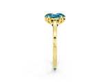 Yellow gold Oval Cut Blue Topaz Solitaire Ring with Flower Prong Setting and Classic Band_38