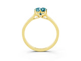 Yellow gold Oval Cut Blue Topaz Solitaire Ring with Flower Prong Setting and Classic Band_39